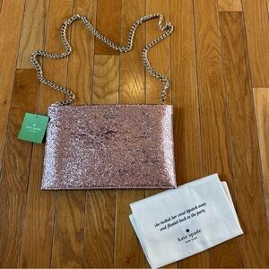 NWT New Kate Spade Wedding Belles Glitterbug Crossbody Clutch Pink Rose Purse
